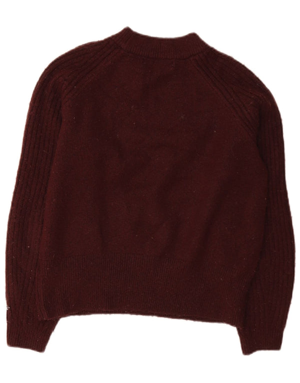 Marks & Spencer Pulover Crop Crew Deck pentru femei UK 10 Burgundy mic