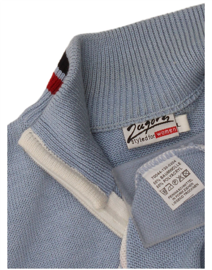 Pulover cardigan fără mâneci pentru femei VINTAGE UK 16, mare, albastru