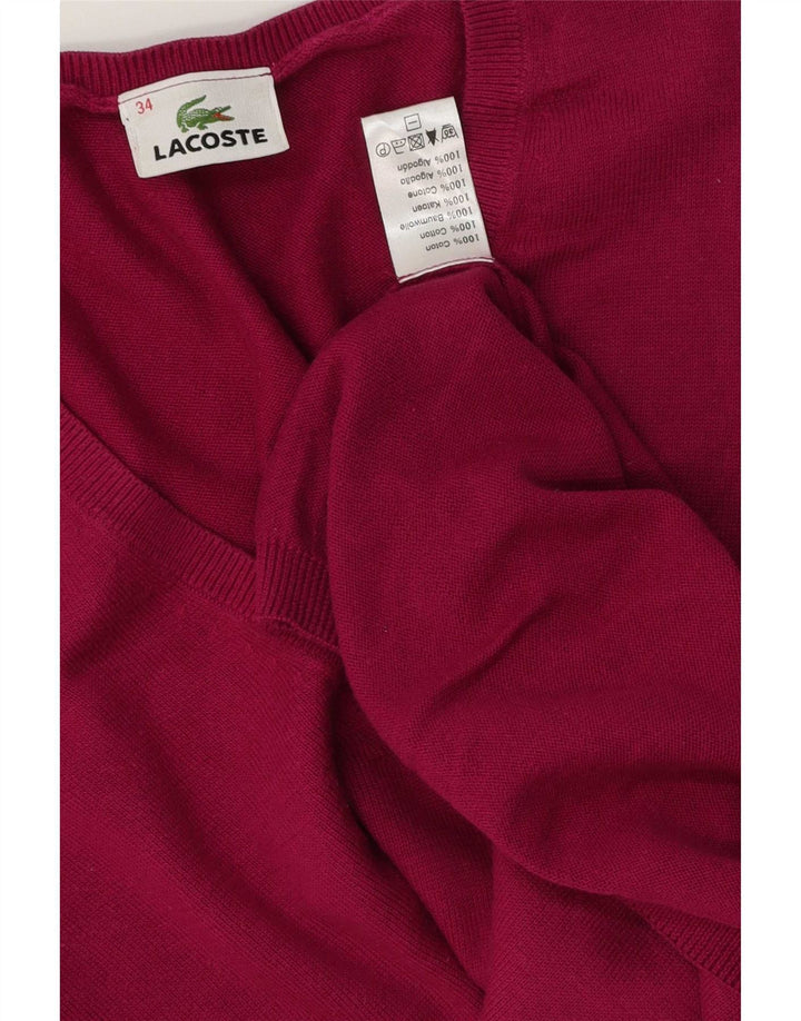 Pulover pentru femei Lacoste cu decolteu în V Mărimea 34 Bumbac roz mic