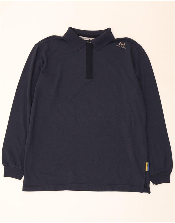 HELLY HANSEN Cămașă polo pentru bărbați cu mânecă lungă și cu fermoar, bumbac, albastru bleumarin mediu