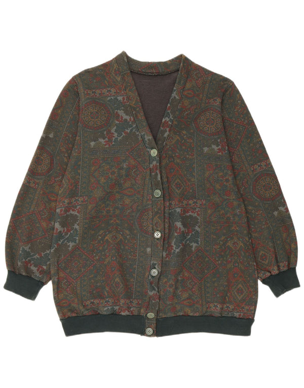 Pulover Cardigan Vintage pentru femei UK 16 Large Green Paisley
