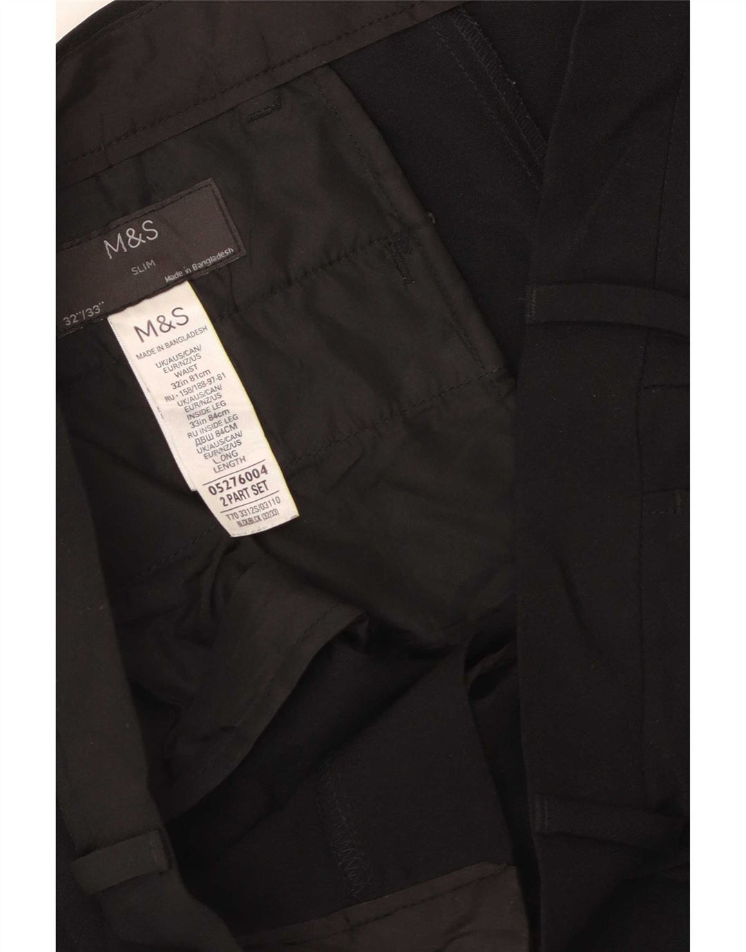 Pantaloni casual pentru bărbați Marks & Spencer W32 L33 Poliester negru