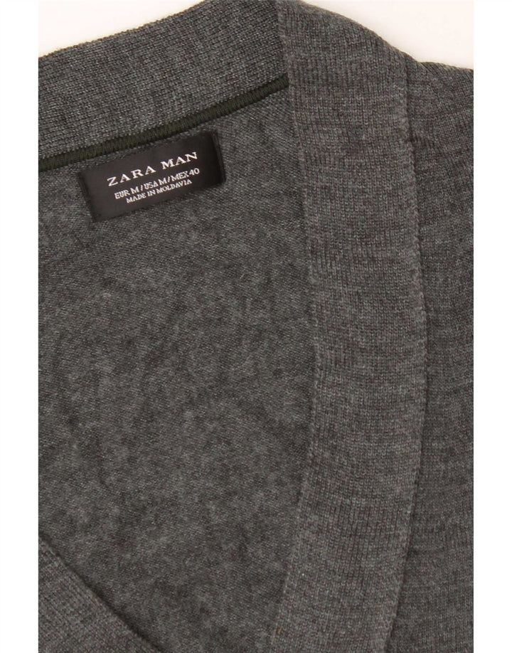 Pulover cardigan pentru bărbați Zara, gri mediu