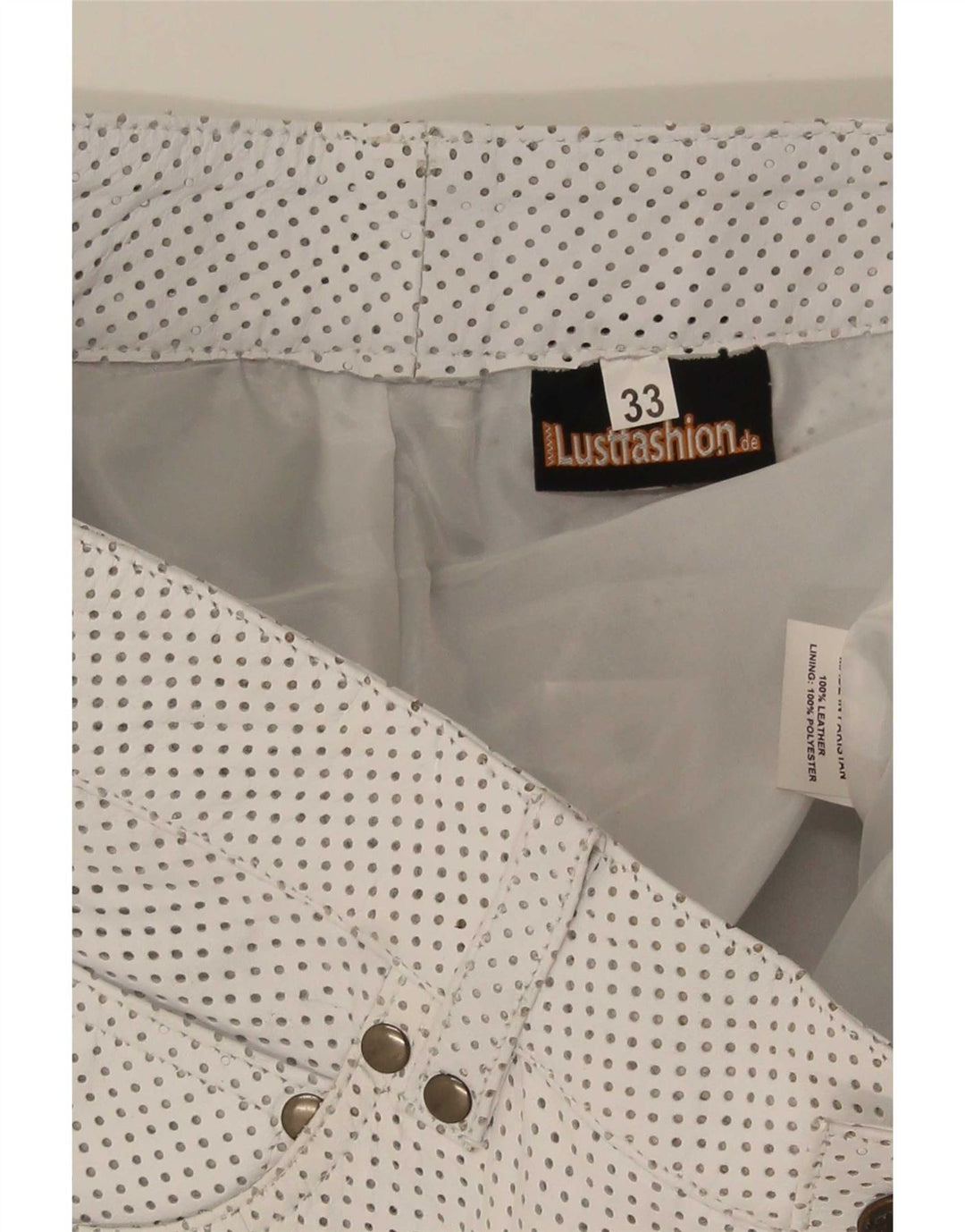 Pantaloni scurți casual din piele vintage pentru femei W33 Medium White Spot Piele