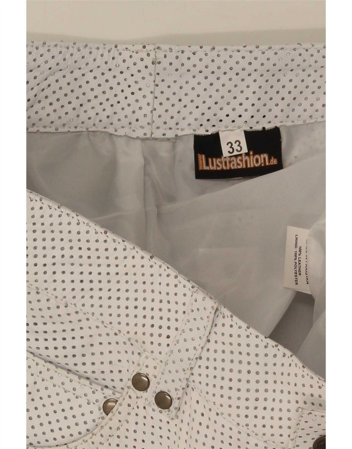 Pantaloni scurți casual din piele vintage pentru femei W33 Medium White Spot Piele