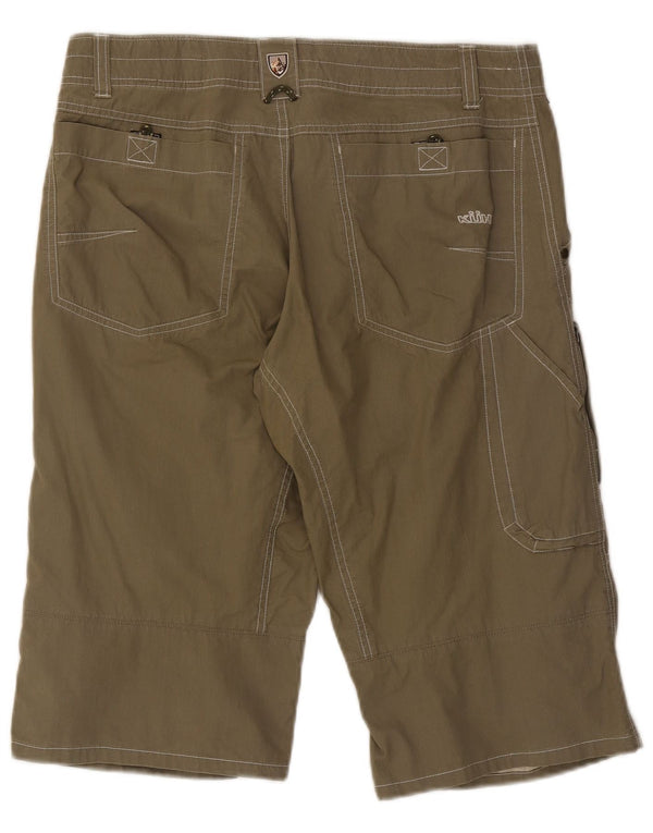 Pantaloni scurti vintage pentru bărbați Cargo, W34, bumbac cu dungi mari, kaki