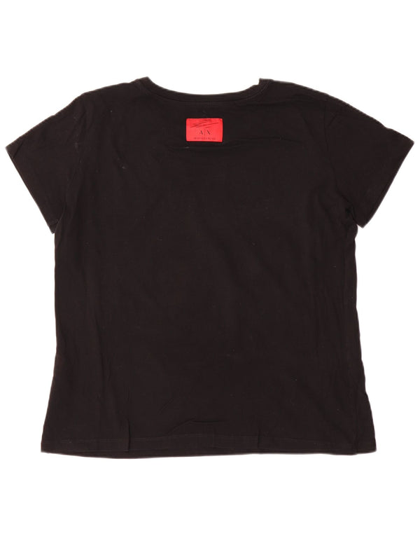 Tricou cu grafică Armani Exchange pentru femei Top UK 16, mare, negru, bumbac