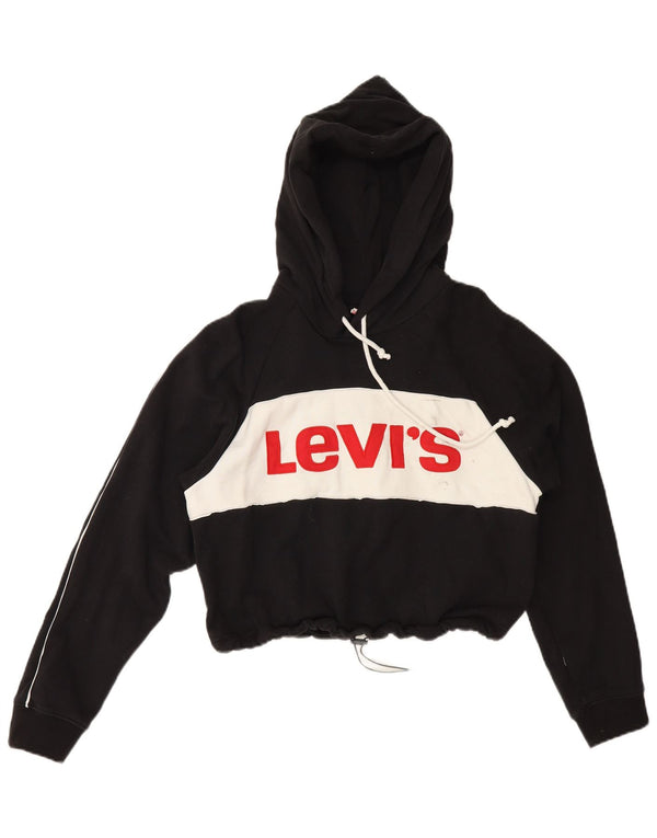 Jumper Levi's Crop Graphic Hoodie pentru femei UK 14 Medium Black Colorblock
