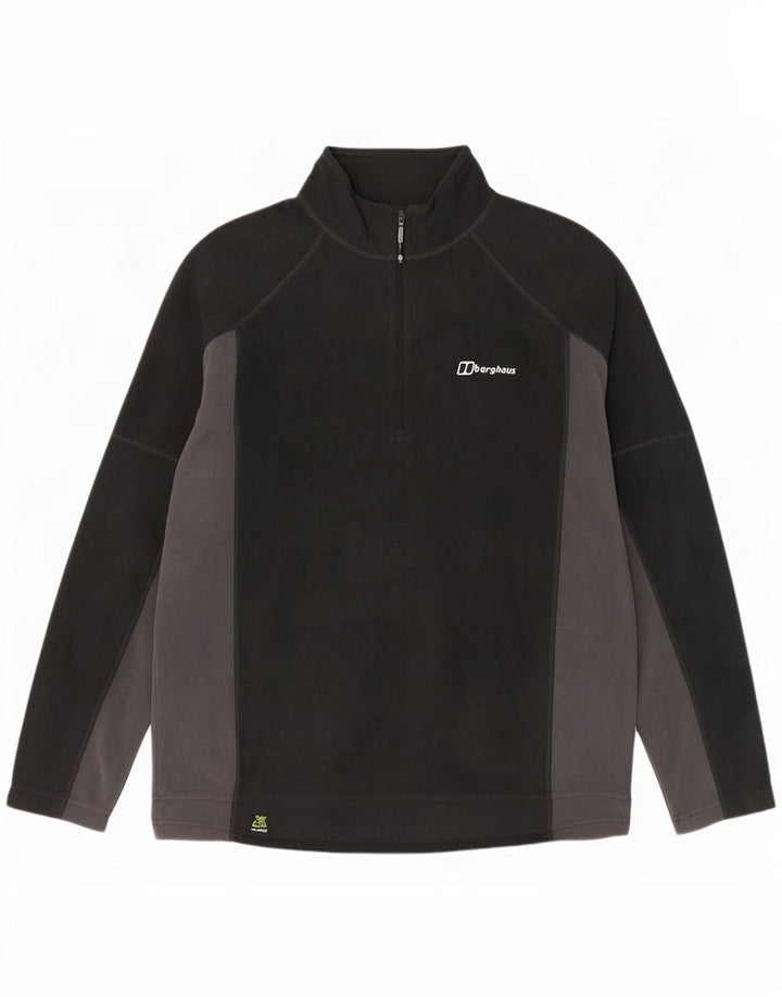Jumper pentru bărbați Berghaus, cu fermoar și gât, din lână, mare, negru, din poliester
