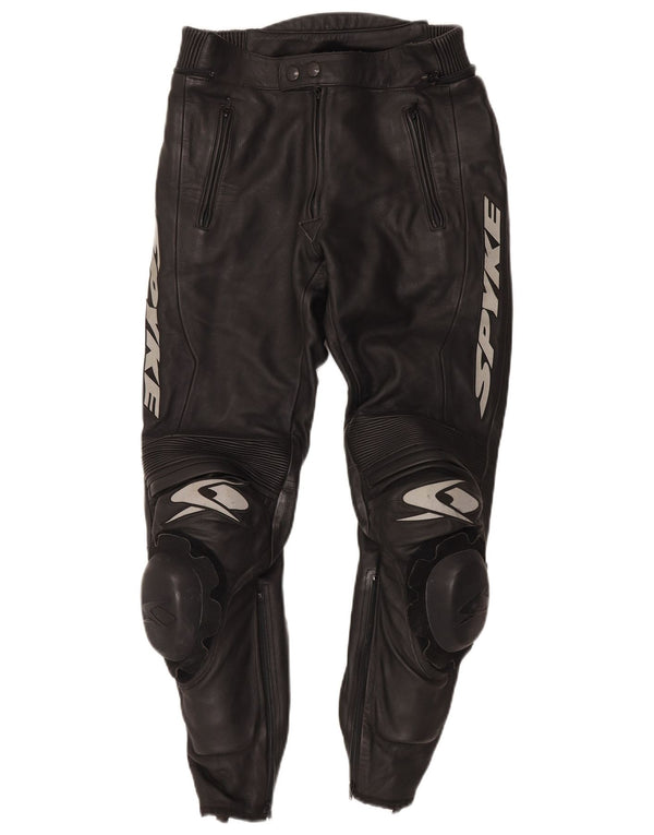 Spyke Pantaloni din piele grafică pentru motocicletă pentru bărbați IT 48 Medium W30 L28 Negru