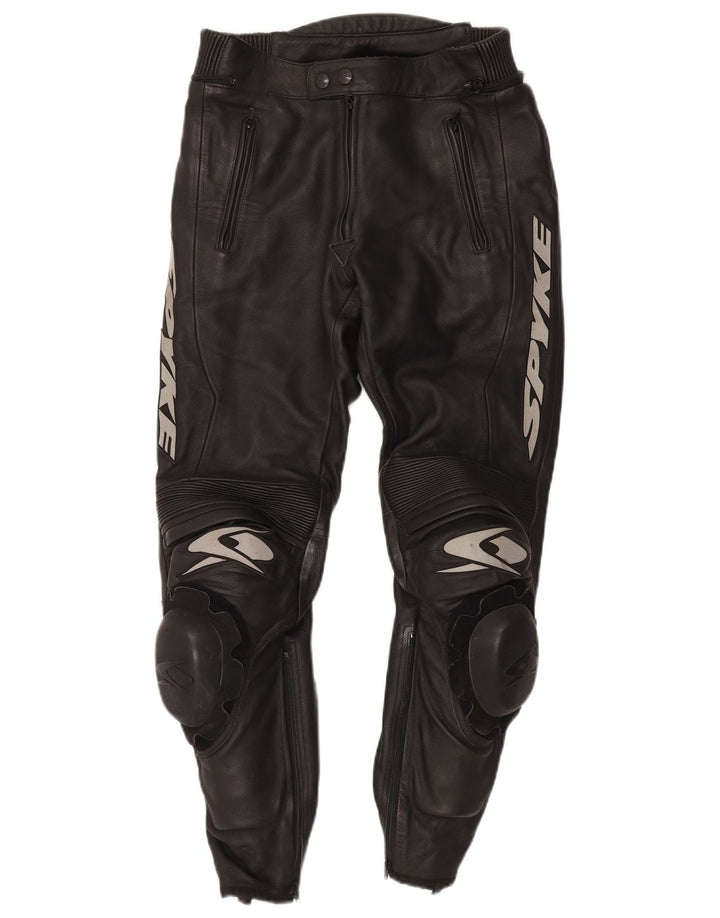 Spyke Pantaloni din piele grafică pentru motocicletă pentru bărbați IT 48 Medium W30 L28 Negru