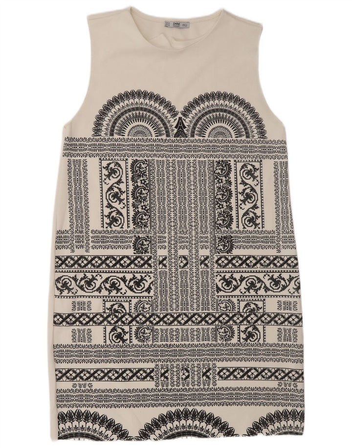 Rochie fără mâneci pentru femei Zara UK 12 Medium White Geometric