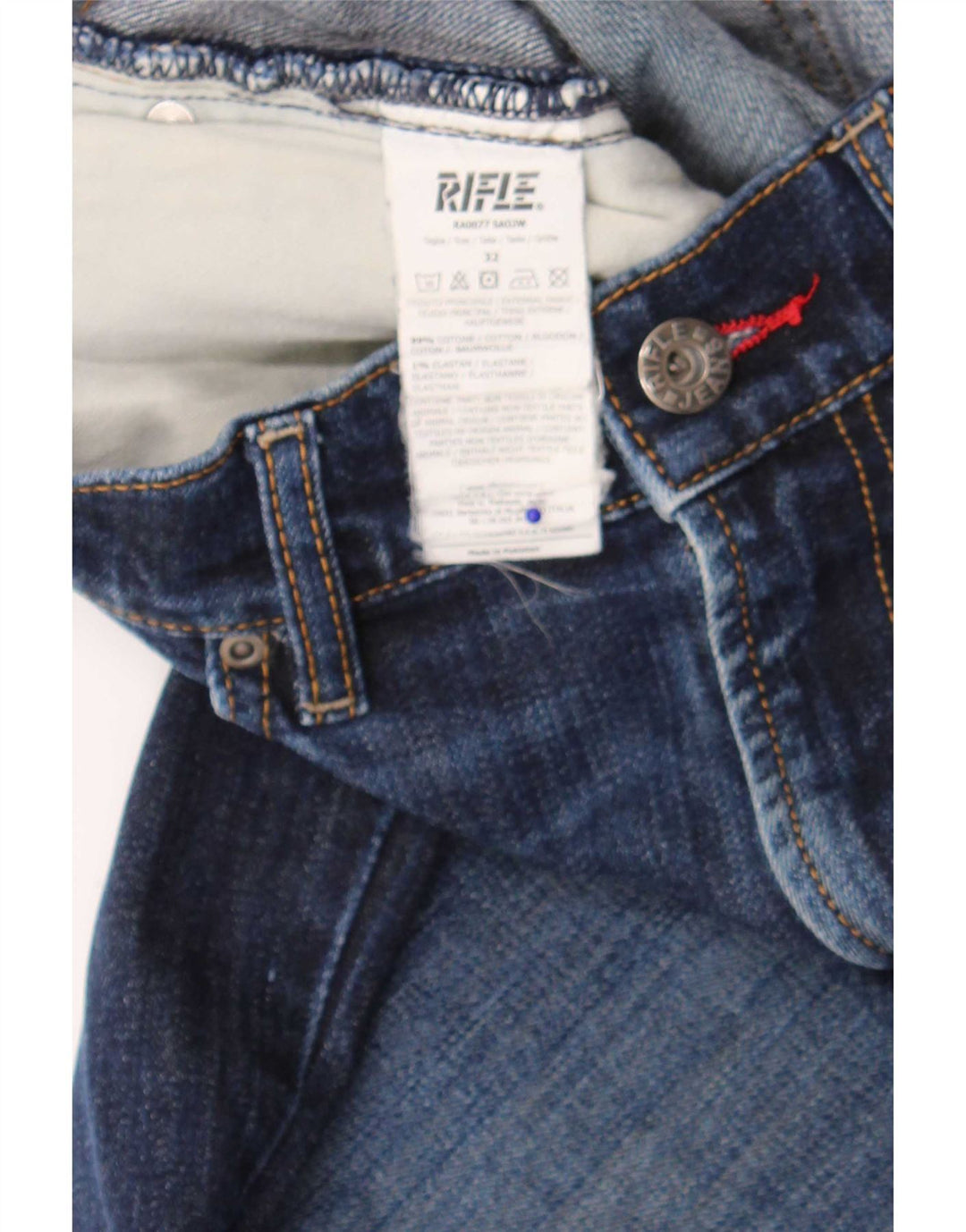 Blugi slim pentru bărbați Rifle Distressed W32 L34 Bumbac bleumarin