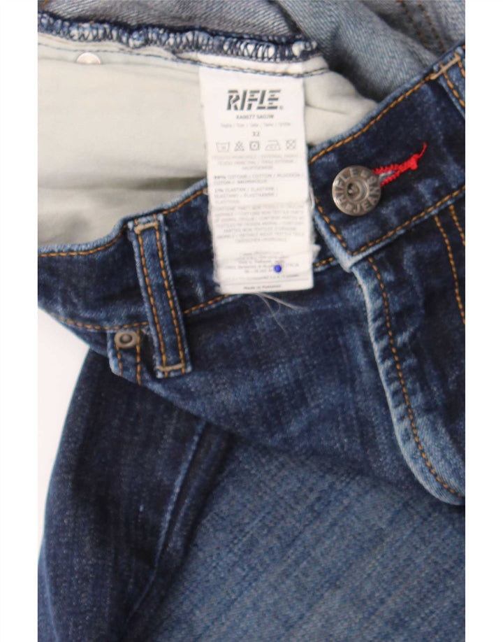 Blugi slim pentru bărbați Rifle Distressed W32 L34 Bumbac bleumarin