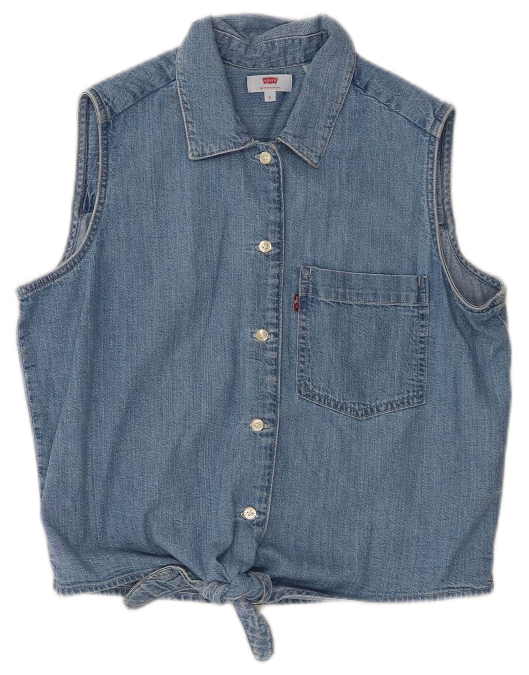 Cămașă de denim fără mâneci pentru femei Levi's, UK 10, bumbac albastru mic