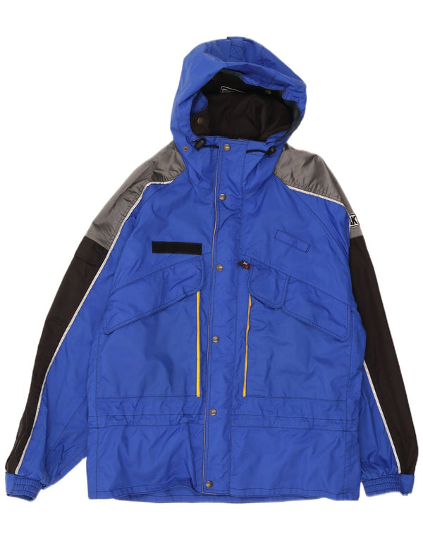 SNC Mens Graphic Hooded Ski Jacket UK 42 XL Blue Colourblock