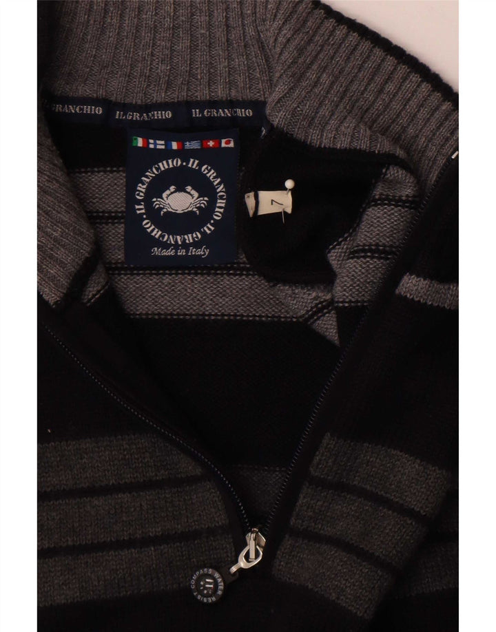 Pulover pentru bărbați Il Granchio, cu fermoar și gât, cu dungi mari, albastru marin