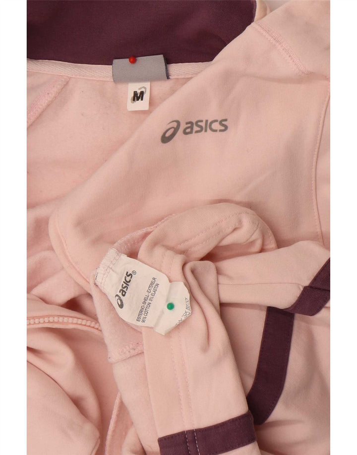 Jachetă de trening Asics pentru femei UK 12, bumbac color bloc de culoare roz mediu