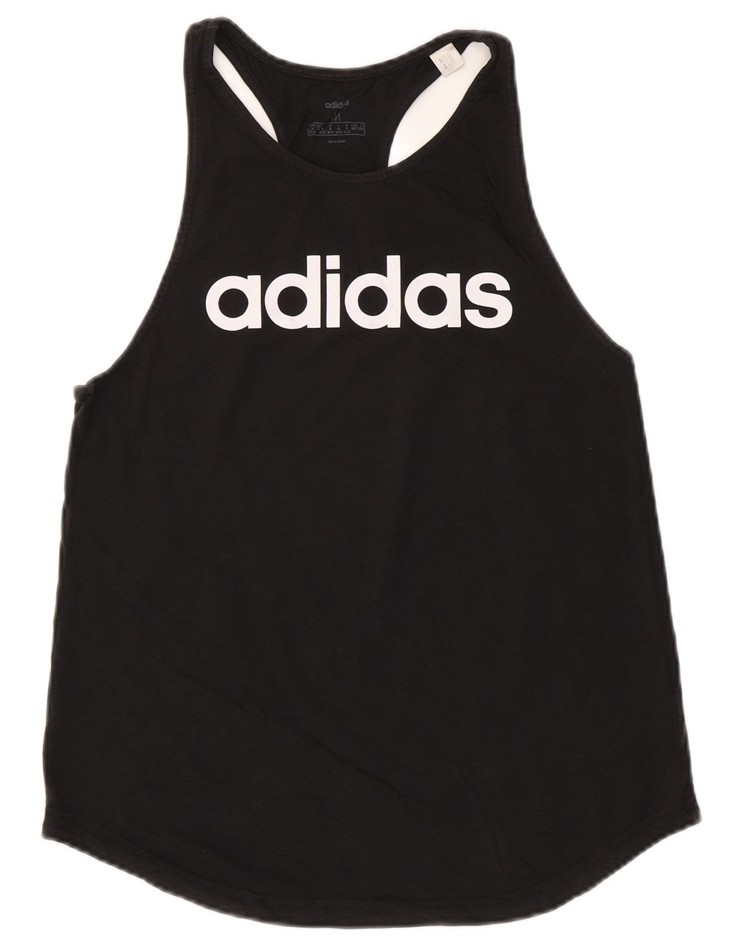 Top cu vestă grafică ADIDAS pentru femei UK 12/14, bumbac mediu negru