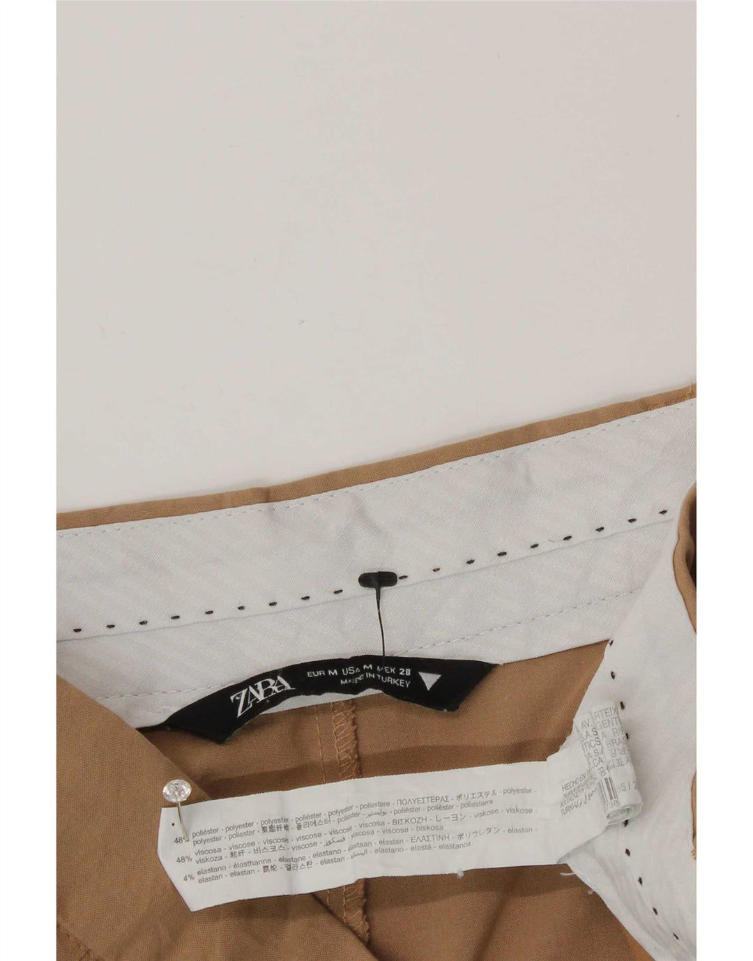 Pantaloni Drepți Casual Zara Femei L28 L30 Maro Poliester