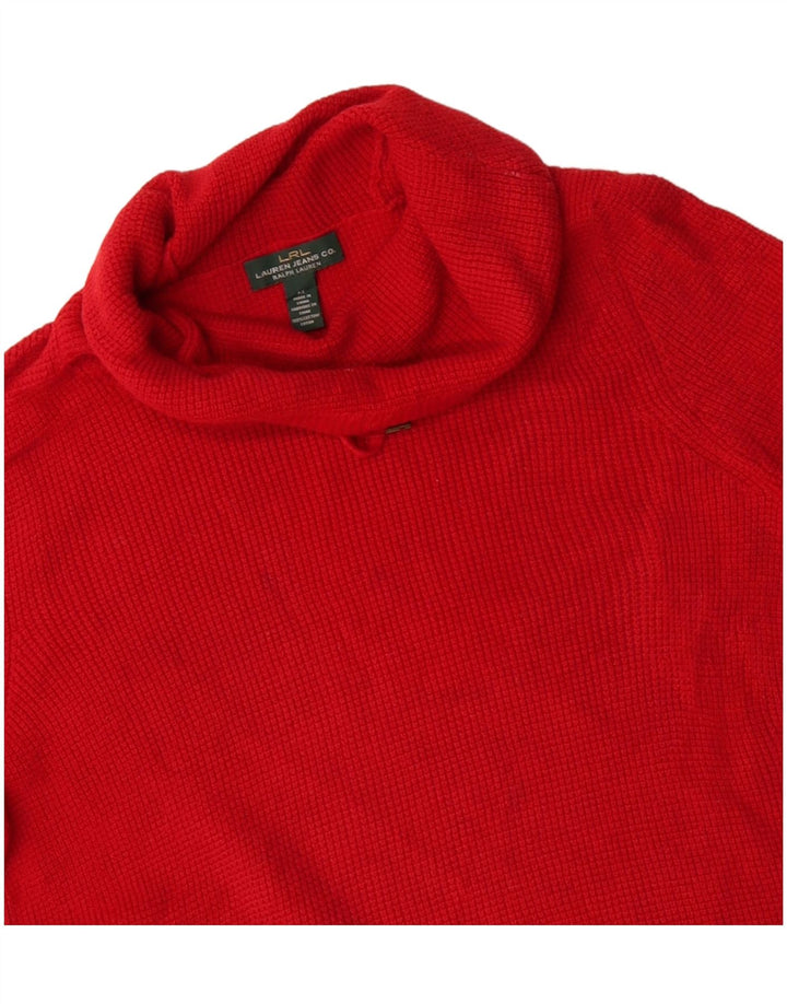 Pulover pentru femei Ralph Lauren cu gât rulat din bumbac roșu mediu UK 14