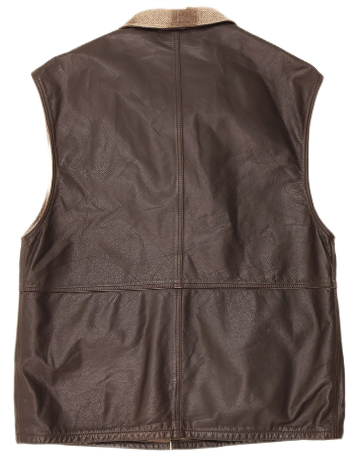 Gilet din piele vintage pentru bărbați IT 48 Medium Brown Colorblock Piele