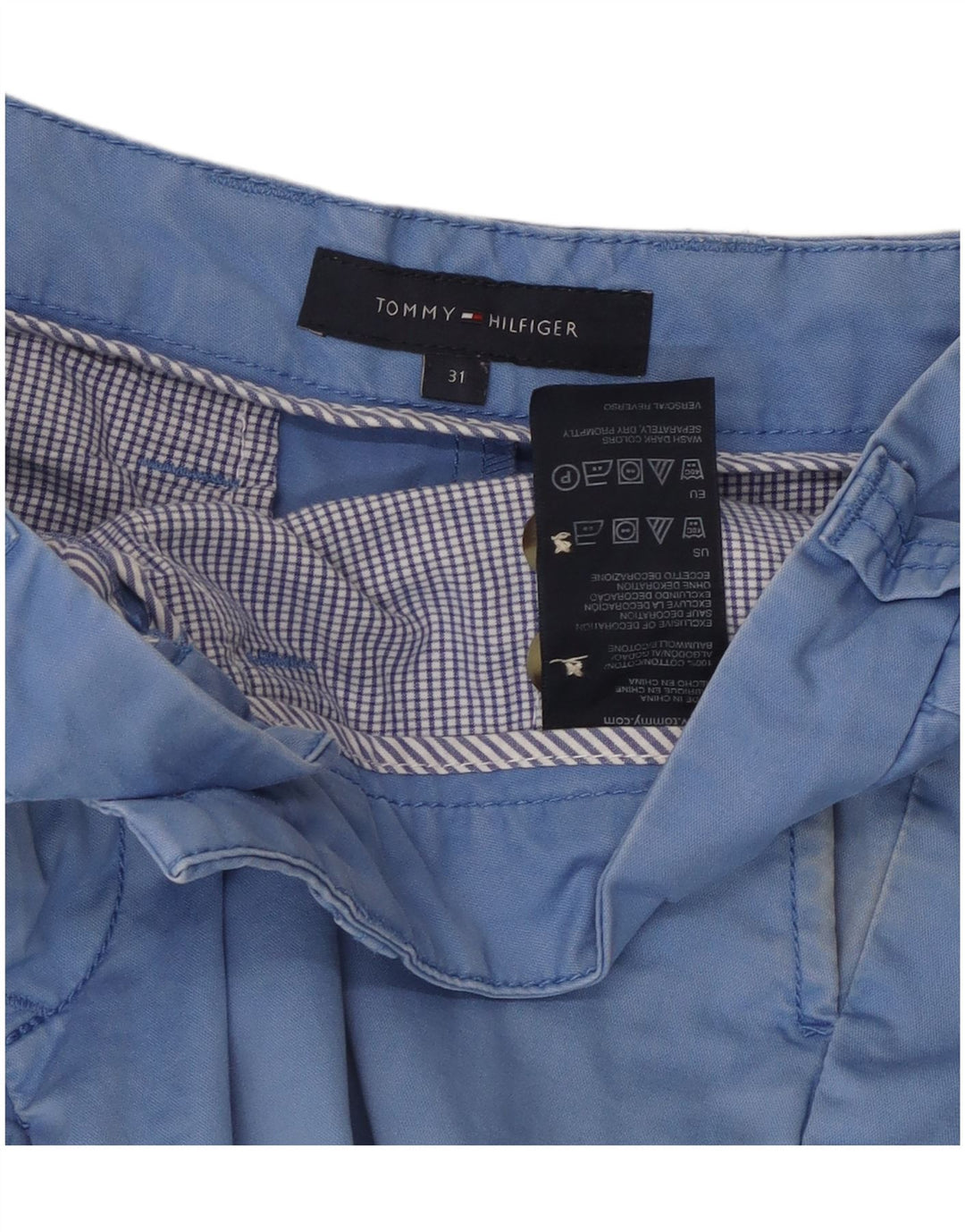 Pantaloni scurți chino Tommy Hilfiger pentru bărbați W31, bumbac albastru mediu