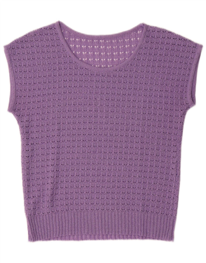 VINTAGE Femei Vest Tank Top UK 14 Medium Purple