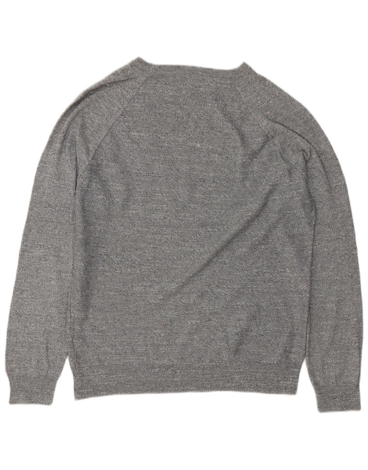J. Crew Pulover pentru bărbați cu gâtul rotund, bumbac cu pete, gri mediu