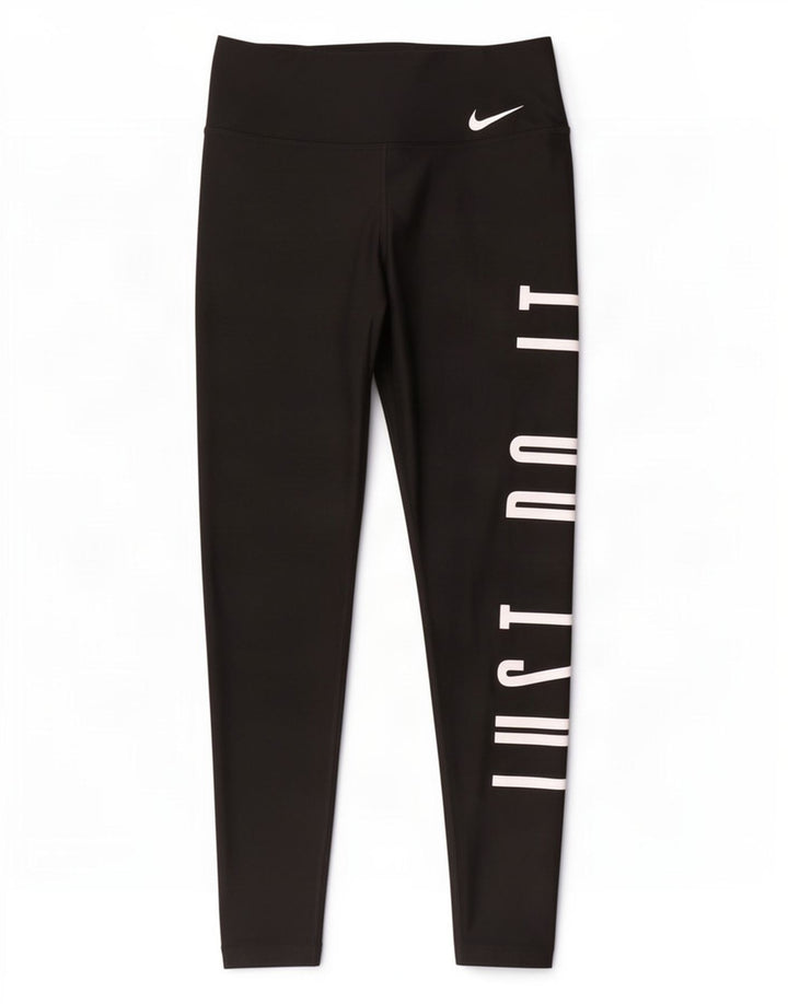 Leggings Nike Dri Fit Graphic pentru femei UK 10 Poliester negru mic
