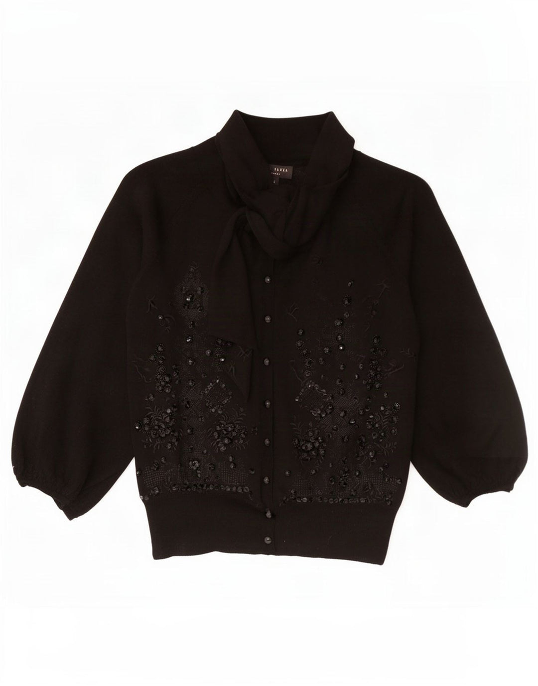 Pulover cardigan pentru femei Ted Baker cu mâneci 3/4 Mărimea 2 Mic Negru Floral