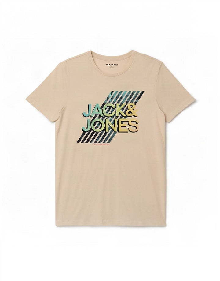 Tricou cu grafic Jack & Jones pentru bărbați Top mediu din bumbac alb