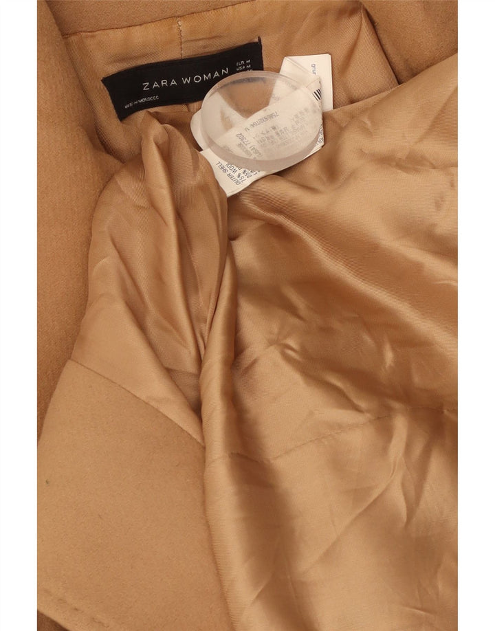 Palton dublu pentru femei Zara UK 12 Lână maro medie