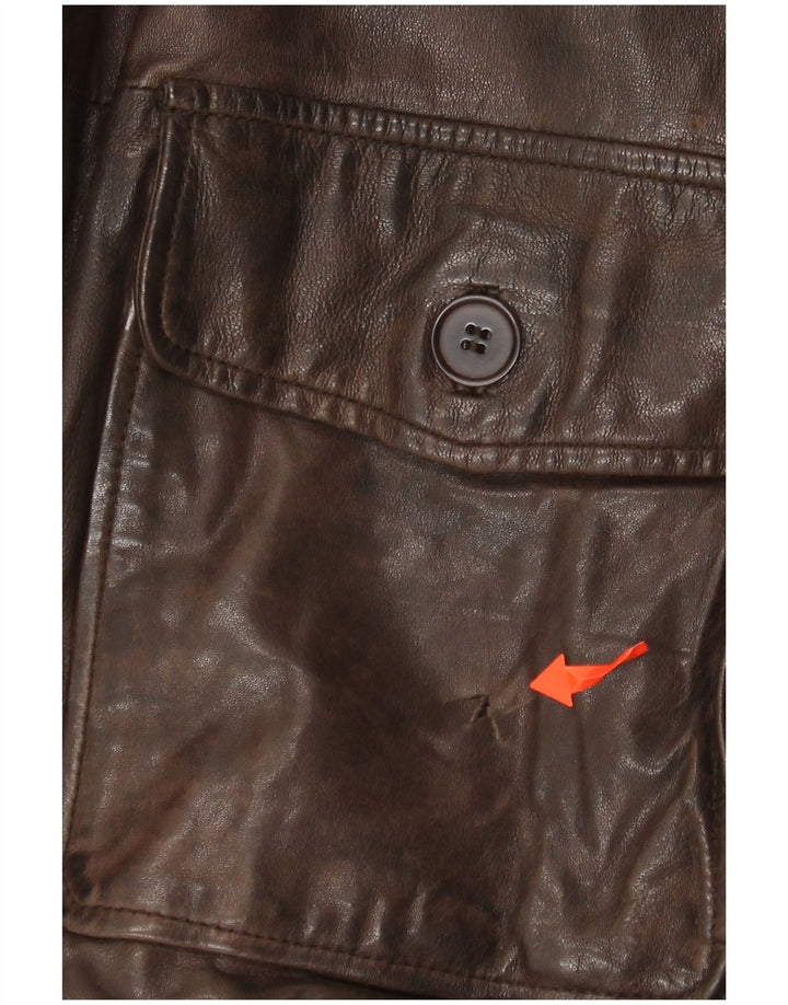 Jachetă din piele pentru bărbați Minoronzoni 1953 UK 42 XL din piele maro