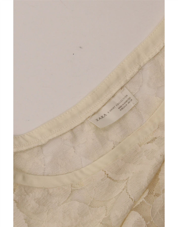 Bluză din dantelă pentru femei Zara UK 12 Medium Alb, Floral