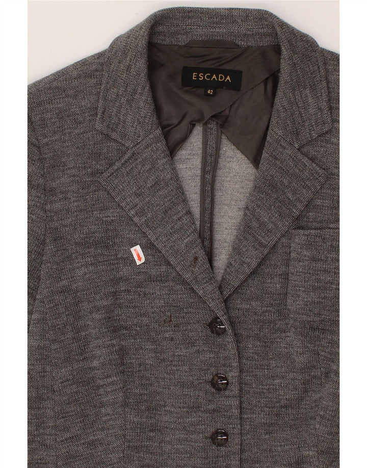 ESCADA Womens 5 Button Blazer Jacket IT 42 Medium Grey Lambswool Vintage Escada and Second-Hand Escada from Messina Hembry 