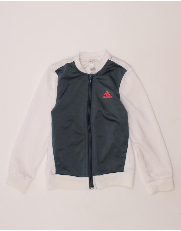 ADIDAS Boys Tracksuit Top Jacket 5-6 Years White Colourblock Polyester Vintage Adidas and Second-Hand Adidas from Messina Hembry 