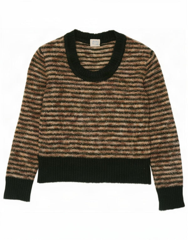 Vintage Pulover cu gât de barcă pentru femei UK 14 Medium Beige Striped