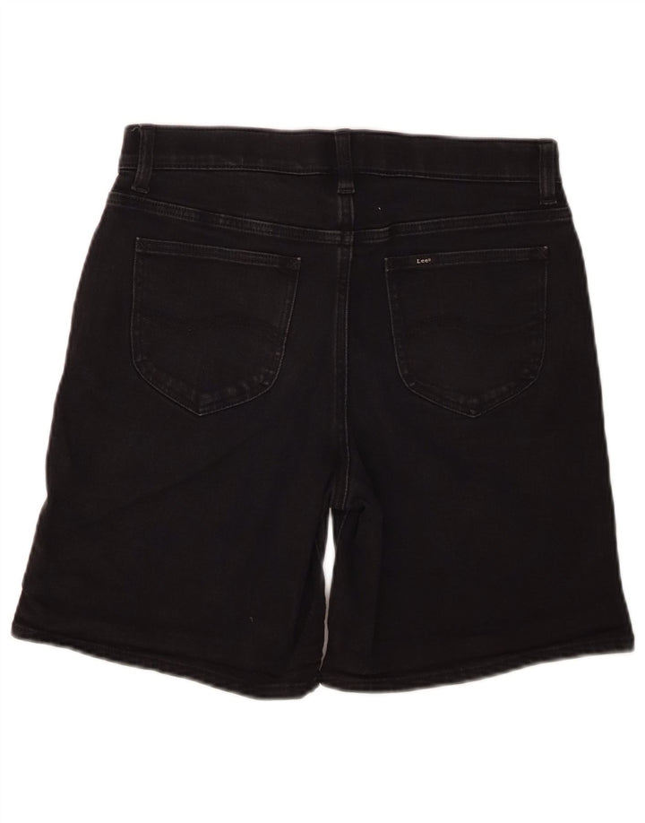 LEE Womens Regular Mid Rise Denim Shorts US 12 Large W30 Black Cotton