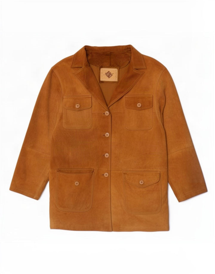 Jachetă vintage de piele intoarsa pentru femei IT 48 XL Bej