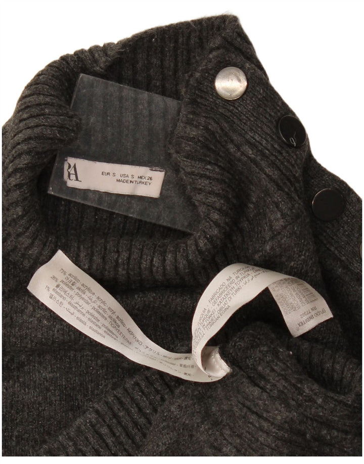 Pulover oversize pentru femei Zara, cu nasturi, cu gât, UK 10 Mic Gri