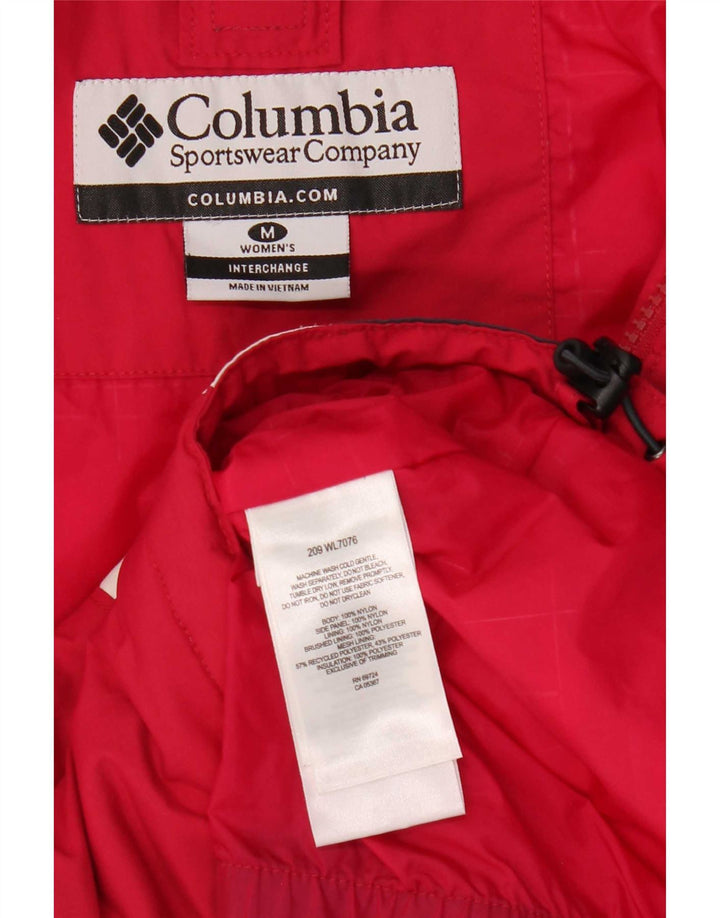 Jachetă de schi cu glugă Columbia Omni-Tech pentru femei UK 12 Medium Red Colorblock