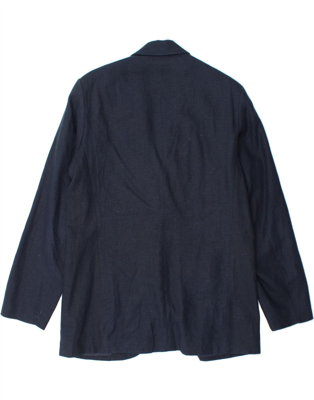 EDDIE BAUER Womens 2 Button Blazer Jacket UK 14 Medium Navy Blue Linen Vintage Eddie Bauer and Second-Hand Eddie Bauer from Messina Hembry 