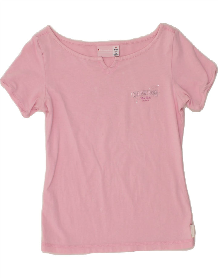 CHAMPION Girls T-Shirt Top 9-10 Years Medium Pink Vintage Champion and Second-Hand Champion from Messina Hembry 