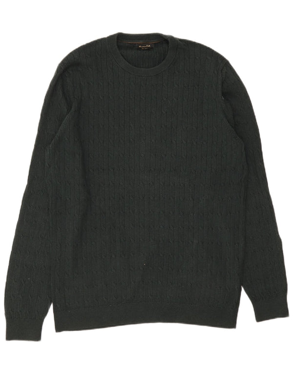 Pulover Massimo Dutti pentru bărbați, cu gât crew, XL, bumbac verde