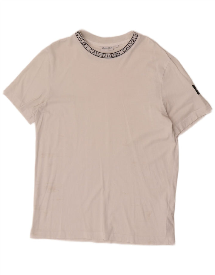 Tricou grafic Calvin Klein pentru bărbați Top mediu din bumbac alb