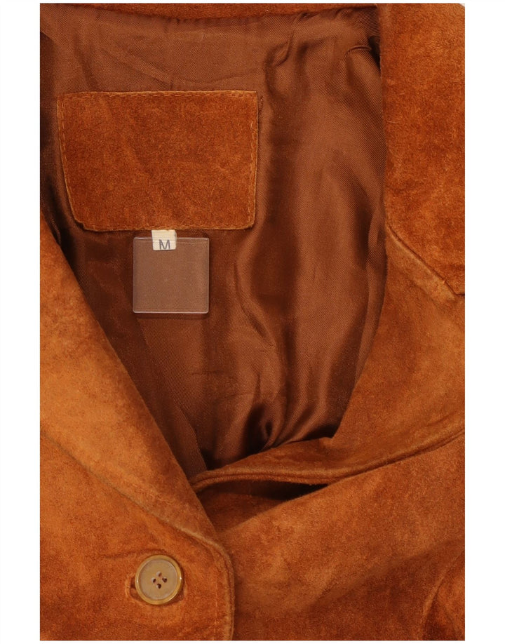 Jachetă de piele de piele vintage pentru femei UK 14 maro mediu