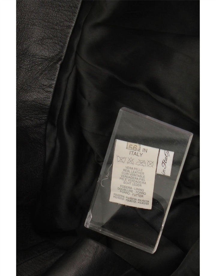 Geacă de piele vintage pentru femei IT 56 3XL din piele neagră