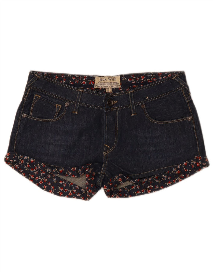 JACK WILLS Pantaloni scurți din denim pentru femei UK 8 Small W28 Bleumarin Floral