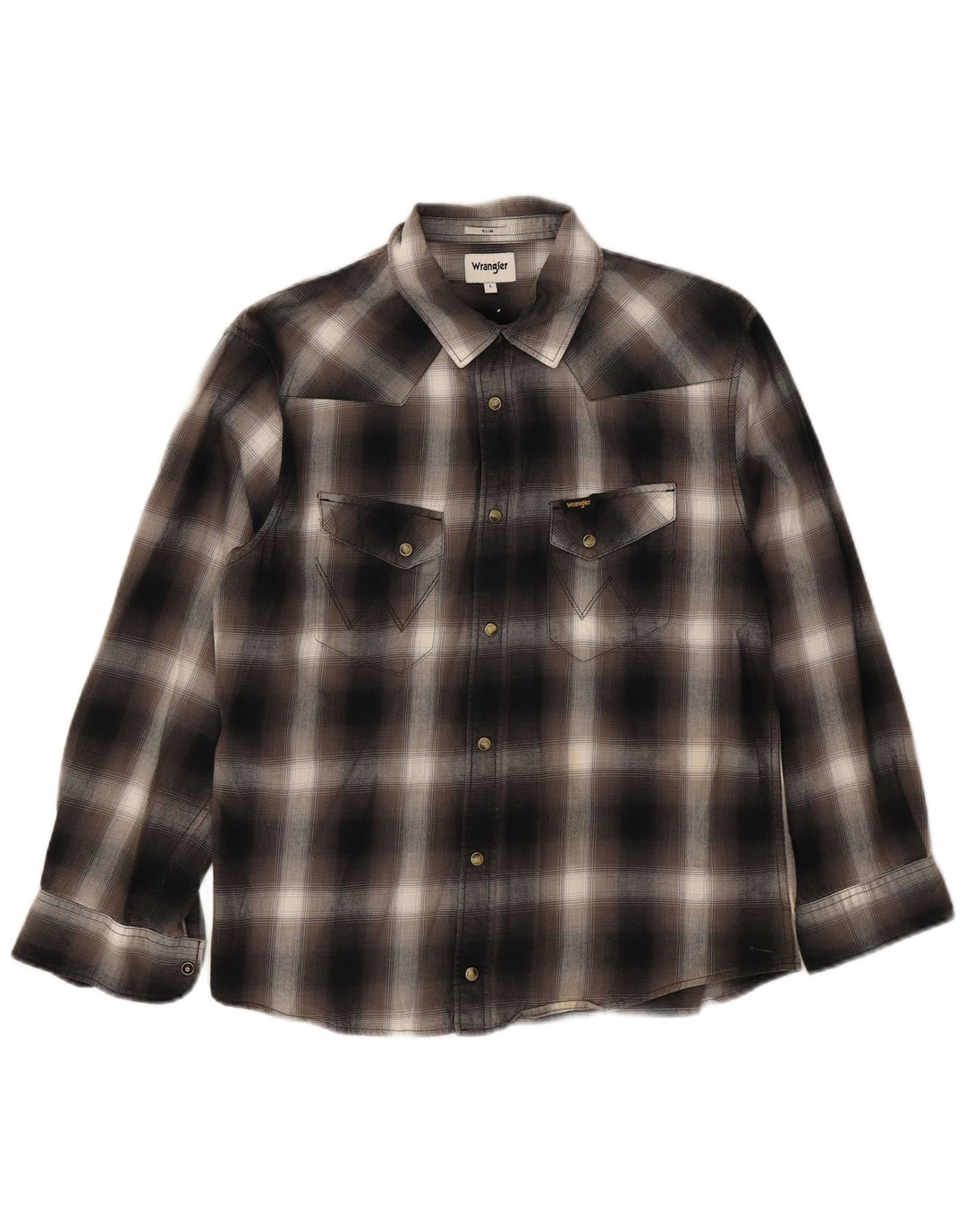 Cămașă subțire pentru bărbați Wrangler, bumbac carouri negru mare